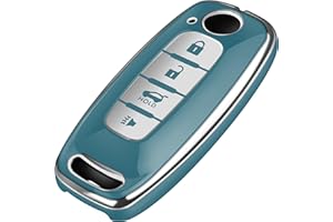 Tukellen for Nissan Key Fob Cover, Premium TPU Plated Case for 2023-2025 Pathfinder Rogue Ariya Versa Kicks Sentra Armada Murano Smart Remote Key Protector (Storm Blue, 4 Buttons-B)