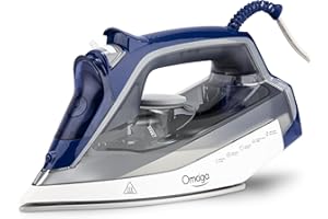 OMAIGA Steam Iron for clothes - 1750W Clothes Iron with Durable Ceramic Soleplate, 13.52oz Water Tank, 3-Way Auto-Off, Self-Cleaning, Anti-calc