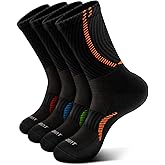 BULLIANT Boys Socks Compression Athletic Crew Socks Cushioned Running Arch Support 4 Pairs for 4-12 Years