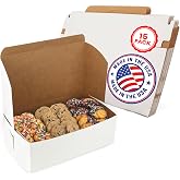 MT Products Cookie Boxes 10" x 6" x 3.5" - White Bakery Boxes No-Window for Muffin, Cupcakes, Donuts, Macaroon (Pack of 15) - Made in the USA