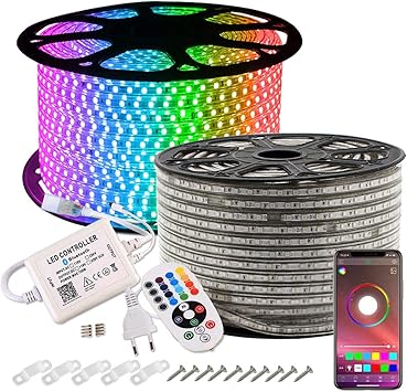 greensun tiras led 20m 5050 rgb tiras de luces led tira de luces de exterior control de bluetooth luces decorativas de exterior para navidad jardin