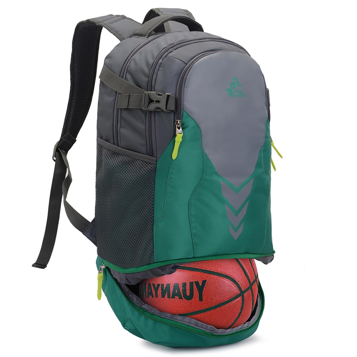 35L Basketball Backpack Large Sports Bag with Separate Ball compartment, for Basketball Soccer Volleyball Swim Gym Travel (Green)