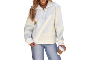 EVALESS Womens Oversized Sweatshirts Casual Half Zip Up Hoodies V Neck Long Sleeve Loose Fall Clothes Outfits Pullover
