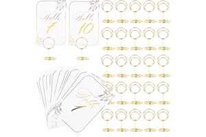 25 Pack Table Number,Place Card Holder,1-25 with Table Numbers Holders 4x6 Double Sided Gold Printed Design,Photo Picture Hol