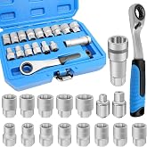 JEUCLEL 17PCS Pass Through Socket Set, Chrome Vanadium Steel, Versatile Space-Saving Design, Efficiency and Dependability, Enhanced Grip and Accessibility