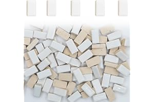 SMANTA White Mosaic Tiles for Crafts, Rectangule Mosaic Tiles Colorful Stained Mosaic Ceramic Pieces Craft Tiles for Mosaics Making Supplies - 100 Pieces
