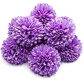 10Pcs Light Purple Artificial Chrysanthemums Ball Flowers,Artificial Flowers Stemless Faux Ball Chrysanthemum for Home,Lifelike Artificial Chrysanthemum Ball Flowers for DIY Wedding Party Decoration