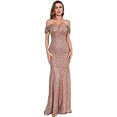 TOLEEN Women's Formal Sequin Bodycon Long Sleeve Prom Dresses Elegant Evening Party Maxi Dresses