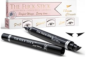 The Flick Stick Winged Eyeliner Stamp For Quick and Easy Cat Eye Makeup, SmudgeProof & Waterpoof Eye Liner Cat Eye Stencil Makeup Tool, Wingliner, Liquid Eyeliner Pens (10mm Classic, Midnight Black)
