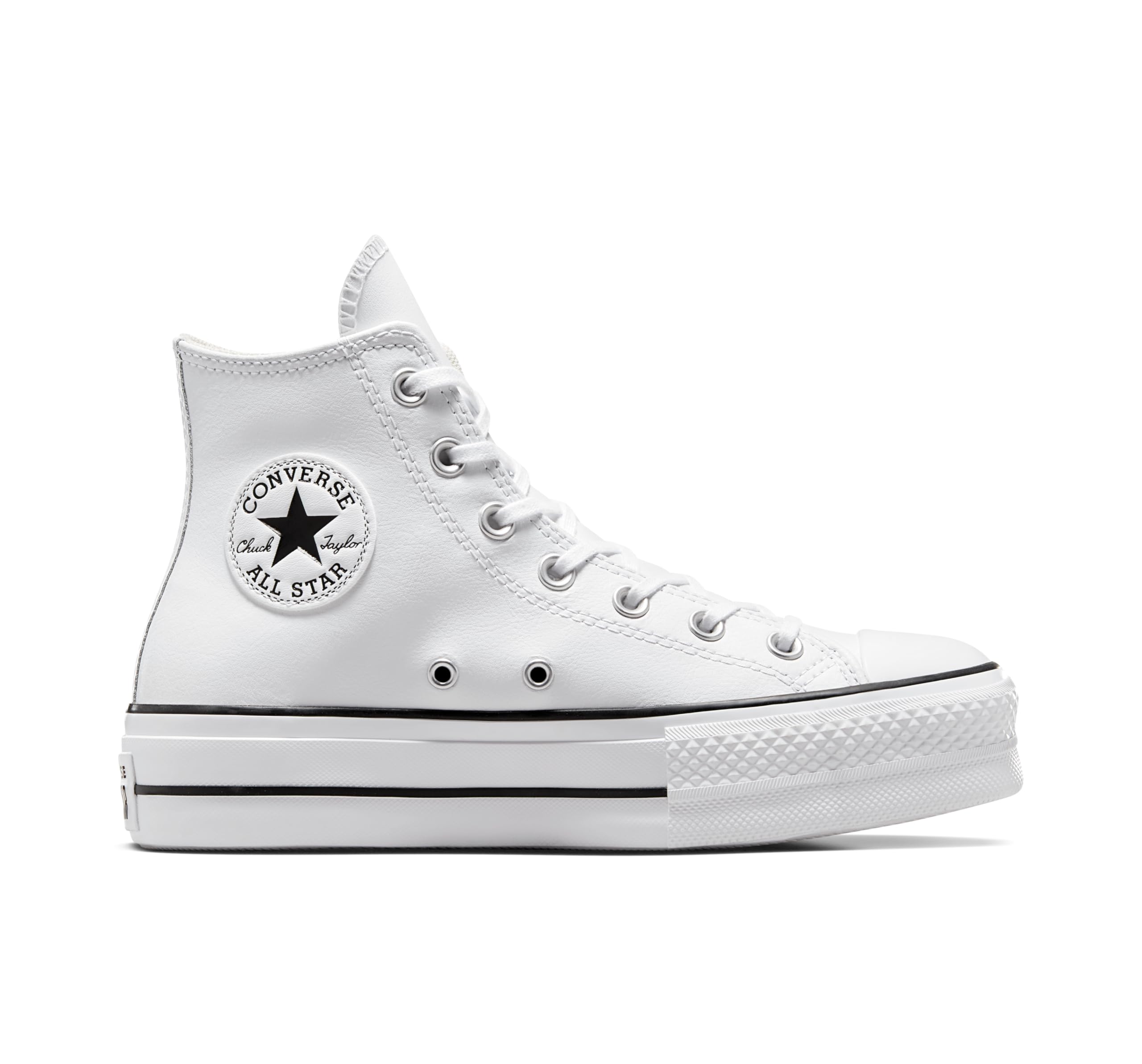 Converse Women's Chuck Taylor All Star Lift Platform Leather High Top, White/Black/White, 12 Image Converse Women's Chuck Taylor All Star Lift Platform Leather High Top, White/Black/White, 12 Image