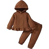 Mioglrie Baby Toddler Girl Clothes Infant Fall Winter Outfits Hoodie Solid Color Sweatshirt Sweatpant Clothing Set 3M-3T