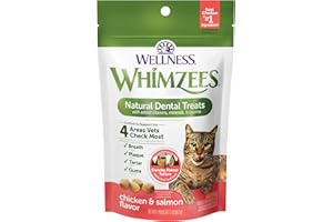 WHIMZEES Wellness Cat Dental Treats, Natural Chews, Chicken and Salmon Flavor, (2 Ounce Bag)