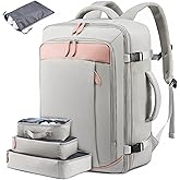 LOVEVOOK Carry on Backpack, 45L Large Travel Backpack for Women Airline Approved, Expandable Large Suitcase Backpacks With 4 Packing Cubes, Aer Travel Pack 3, Water Resistant Weekender Bag