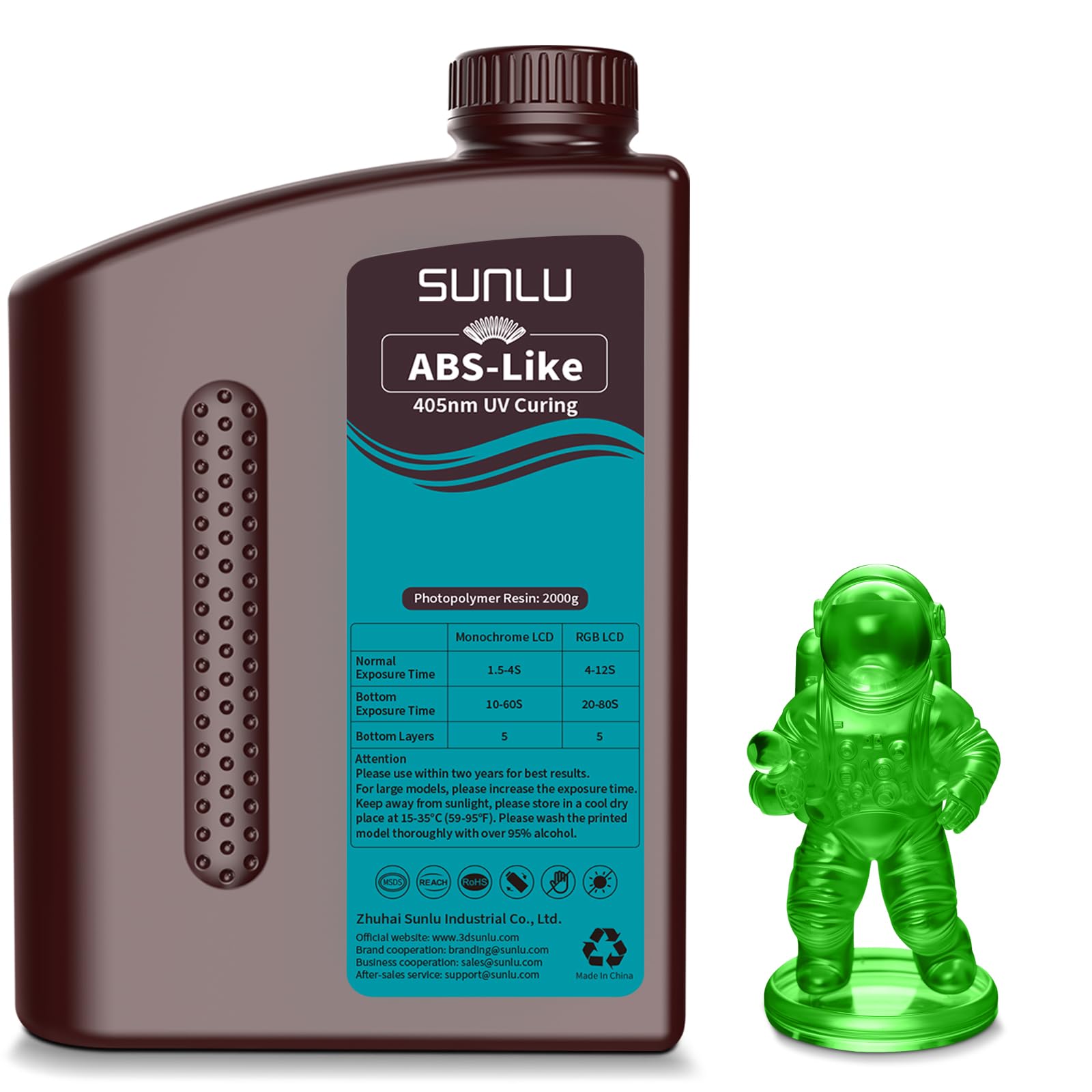 SUNLU Upgraded 2KG ABS Like Resin with Enhanced Strength and Toughness, High Compatibility 3D Printer Resin, 2000G Clear Green Image