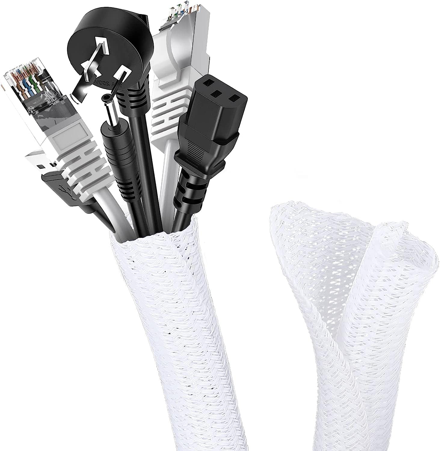 Romon 6 m Cable Sleeve, 13-20 mm Can Be Cut to Size, Self-Closing, Flexible Woven Cable Sheath, Spiral Hose for TV, PC, Home Cinema, Automotive Cable, Cable Management, Bite Resistant for Dogs (6 m,