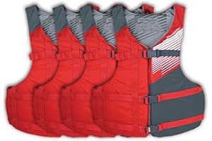 Stohlquist Universal Fit Adult Life Jacket PFD (4 Pack) Coast Guard Approved, for Men and Women 90+ lbs, Lightweight Neoprene and Adjustable, Ideal for Boating, Kayaking & Water Sports