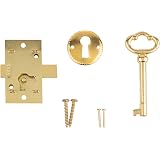 Antique Brass Furniture Lock - Plug-in Cabinet Lock For Dressers, Chests & Vintage Furniture