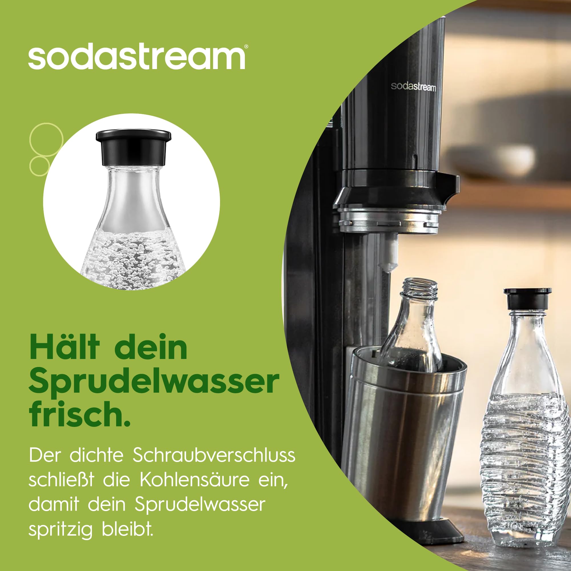 Sodastream 0,7L CRYSTAL Glaskaraffen - kompatibel mit CRYSTAL & PENGUIN Wassersprudler, 2er-Pack Wasserkaraffen, spülmaschinenfeste Sprudlerkaraffen 5