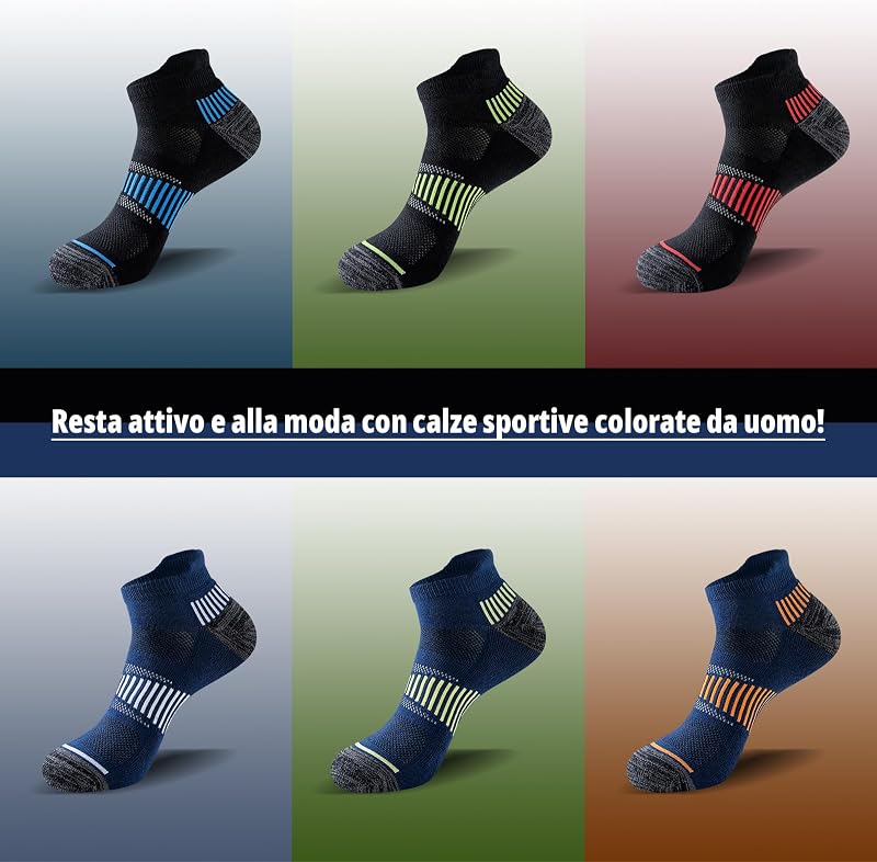 Calzini Sportivi Uomo, 6 Paia, Corti e Imbottiti — foto 7 di 8