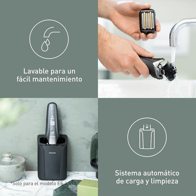 Series 900+ ES-LS9A Afeitadora Eléctrica De 6 Hojas En Seco Y Húmedo Para Hombres, Afeitadora Eléctrica Con Sensor De Barba Sensible, Limpieza Automática Y Sistema De Carga