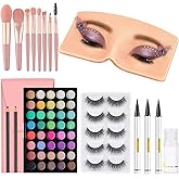3D Reusable Makeup Mannequin - Practice Face Board with Eyeshadow Palette for Makeup Artists & Beginners
