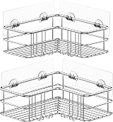 Menbyci 2 Pack Corner Shower Caddy with 8 Hooks Stainless Steel Adhesive Shelf