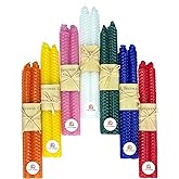 Lacaser Natural Beeswax Taper Candles Bulk, Colored Candlesticks in Rainbow Colors, Smokeless & Unscented, 9" Long Candle Sticks, Burning Time 4 Hours,14pcs