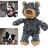 MAXBECK Dog Companion for Heavy Chewers- Indestructible Robust Bear Dog Toy, Resistant Squeaky Dog Toys for Heavy Chewers, Unbreakable Stuffed Plush Dog Toys for Aggressive Chewers (A-Navy)