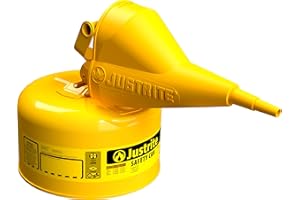 Justrite 1 Gallon Type I Yellow Safety Can for Diesel with Flame Arrester, Self-Closing Lid, and Funnel, Made in the USA, Galvanized Steel Flammable Storage Can, 7110210