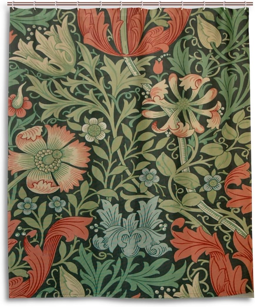 Amazon Com Jstel Decor Shower Curtain William Morris Prints Pattern Print 100 Polyester Fabric Shower Curtain 60 X 72 Inches For Home Bathroom Decorative Shower Bath Curtains Home Kitchen