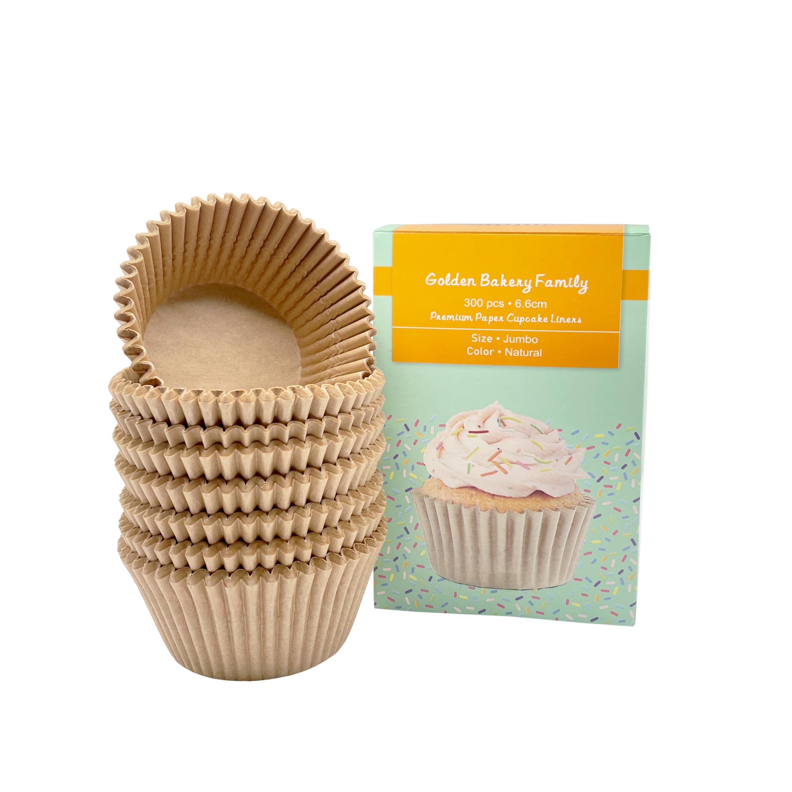 Photo 1 of Jumbo Cupcake Liners 300 pcs Natural Muffin Liners No Smell,Food&Grade,Greaseproof Paper Baking Cups, Cupcake Wrappers for Party,Christmas by GoldenBakeryFamily