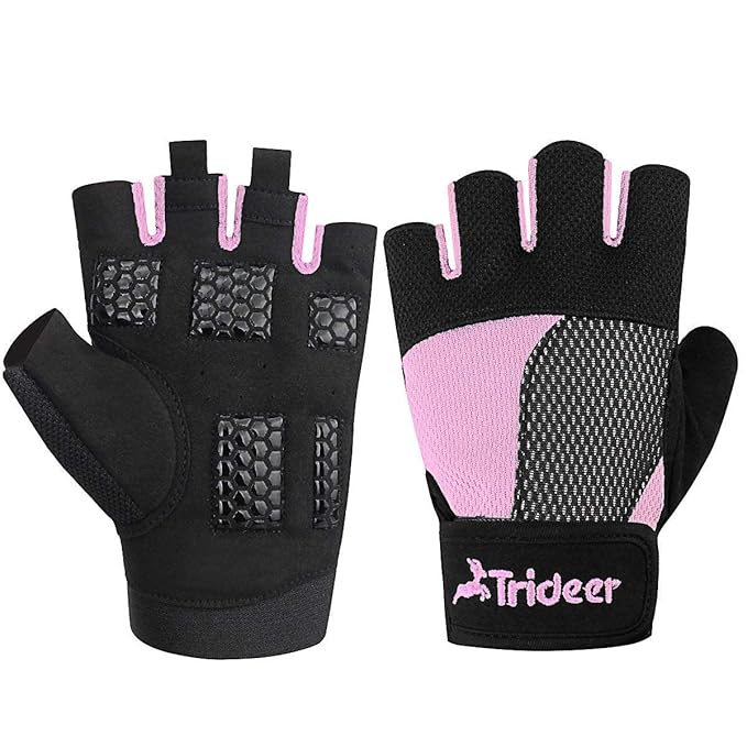 Trideer Ladies Fingerless Gym Weight Lifting Gloves Workout Women's