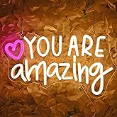 SYLHOME Led Neon Light Sign You Are Amazing Heart Classroom Kids Room Besroom Wall Decor Sign Banner Birthday Christmas Party Backdrop 13.8" X 8" USB
