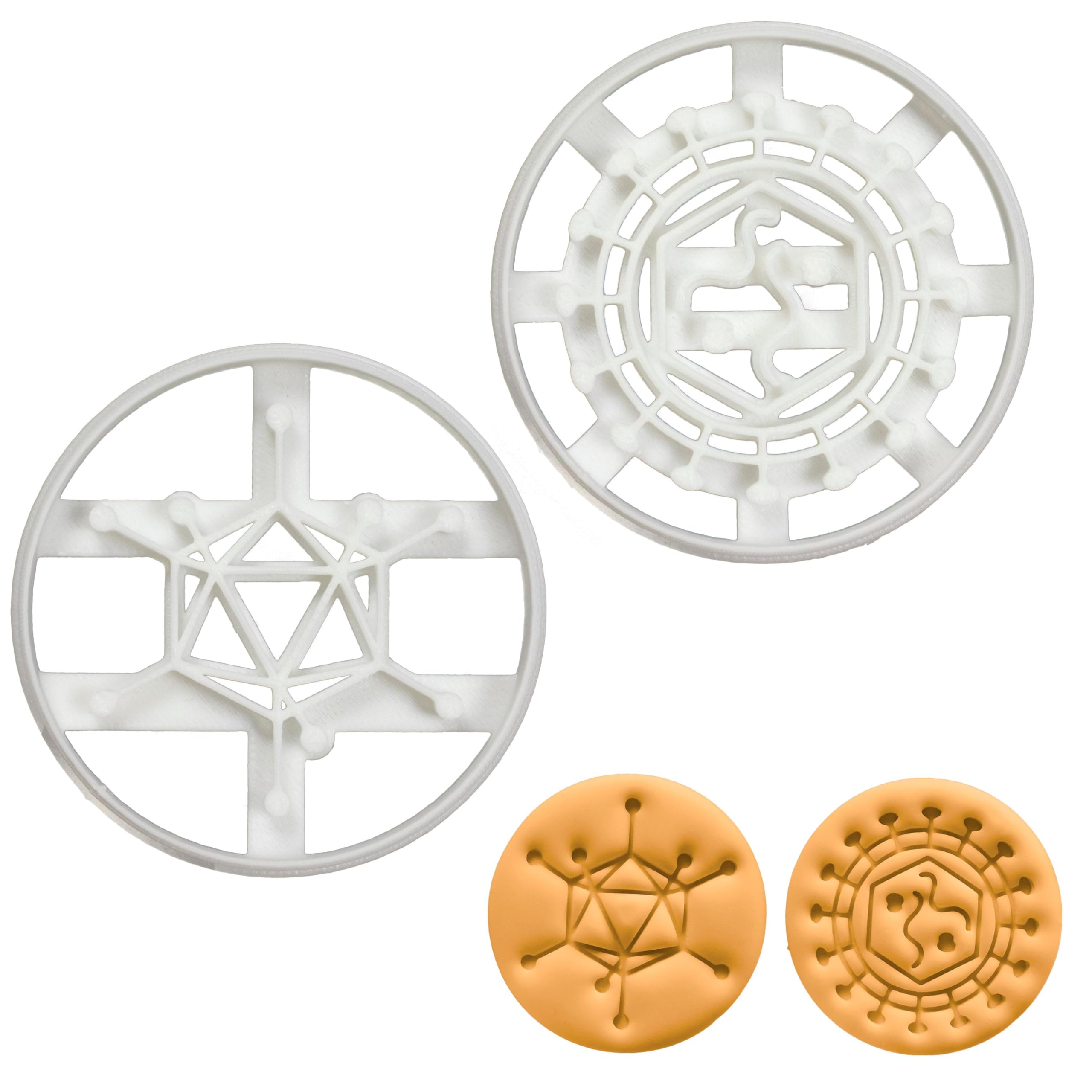 BAKERLOGY Set of 2 Virus Cookie Cutters (Designs: Adenovirus & Retrovirus) - Detailed Biscuit Cutter Design for Baking and Crafts, Ideal on Fondant, Dough, Clay