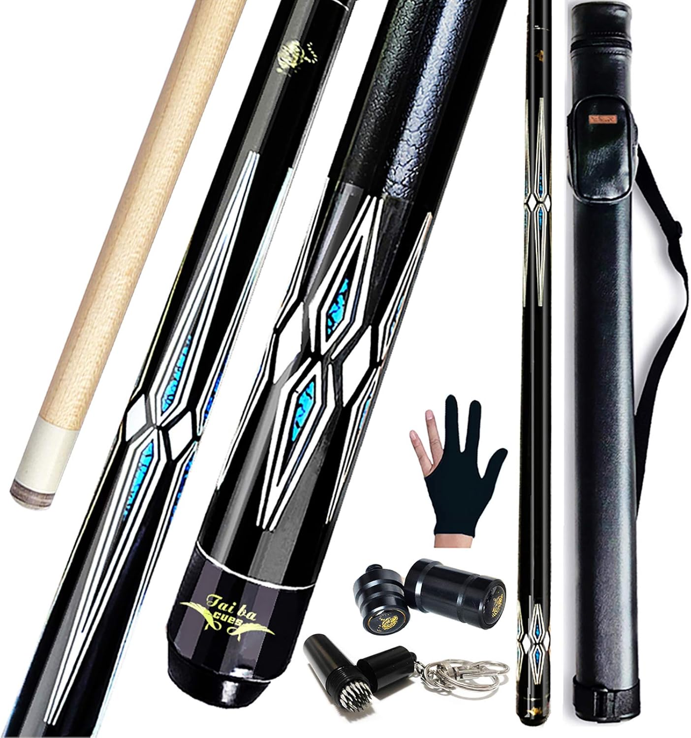 Tai BA Cues 2Piece Pool cue Pool Stick + Hard Case, 13mm Tip, 58