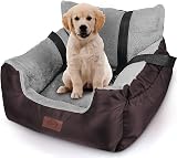 GoFirst Dog Car Seat Small Dog Cat Booster with Storage Pocket Brown