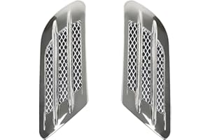 WINUSD Universal Car Hood Scoop Vent Cover,Plating Chrome Ventilation Scoop Side Decorative Air Flow Intake(Pack of 2 Silver)