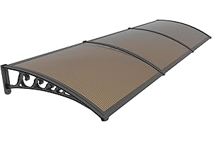 GUANSU-CN 60x95'' Window and Door Awning Exterior, UV/Rain/Snow/Sunlight Protection Sheet,UPF 50+ Polycarbonate Overhang Canopy,House Overdoor Awnings for Door Entrance Outside/Patio/Porch/Deck