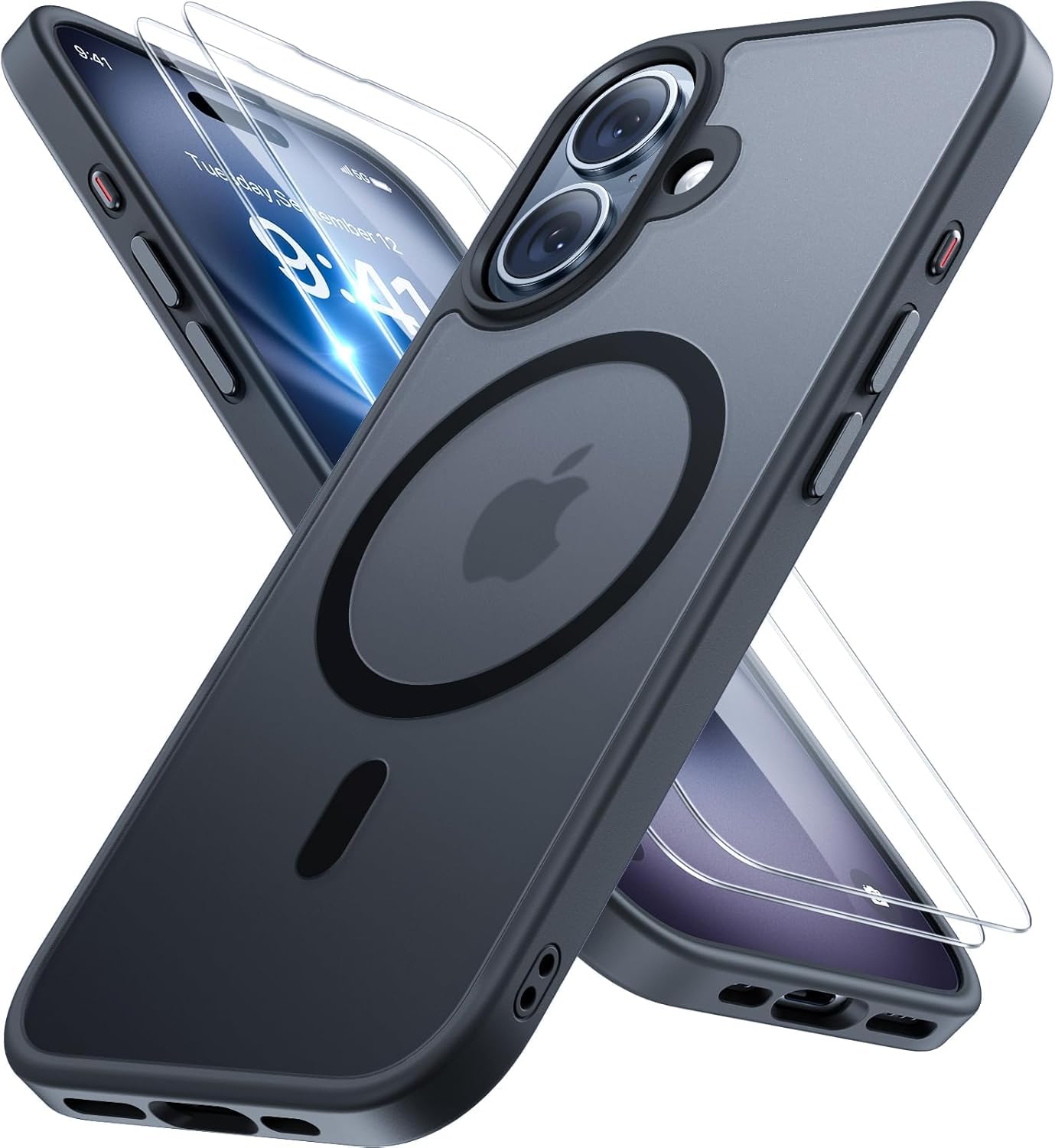 Photo 1 of Miracase Magnetic for iPhone 16 Plus Case [with 2X Screen Protectors] [Compatible with MagSafe], Slim Thin Phone Case Military-Grade Protected for iPhone 16 Plus Cover Bumper 6.7 Inch, Black