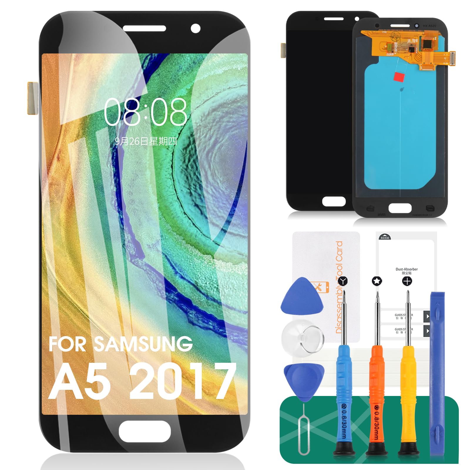 for Samsung Galaxy A5 2017 A520 LCD Screen Touch Screen Digitizer Glass Assembly Replacement for Galaxy A5 (2017) A520F A520F/DS A520K A520L A520S Display AMOLED Parts