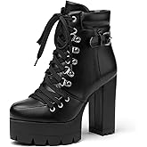 Susanny Sexy High Heels for Women Boots Round Toe Platform Booties Lace Up Suede Side Zipper Ankle Bootie