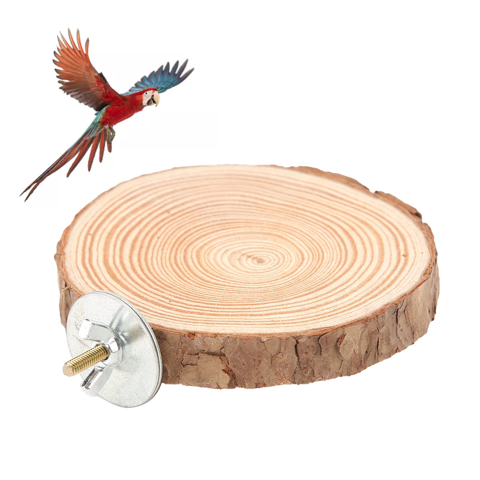 Round Wooden Springboard Parrot Perches Stand Toy Bird Parrot Perch Platform for Small Parakeets Cockatiels Hamster(6cm)