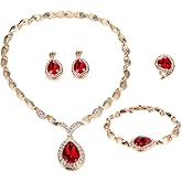 FUNOJOY Womens Luxury Africa Dubai 18k Gold Plated Jewelry Sets Wedding Rhinestone Crystal Bib Statement Necklace Earrings Set for Brides Party Prom