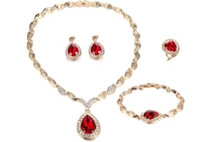 FUNOJOY Womens Luxury Africa Dubai 18k Gold Plated Jewelry Sets Wedding Rhinestone Crystal Bib Statement Necklace Earrings Set for Brides Party Prom