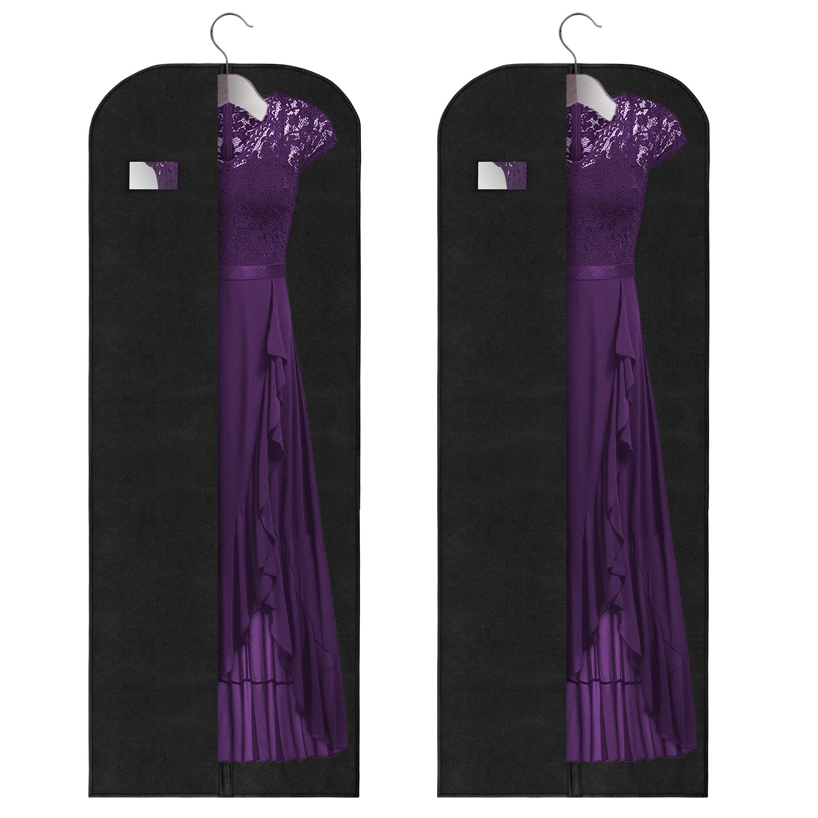 Vicloon 2PCS Garment Bags, Clothes Cover Bags Set Waterproof Dustproof With Zipper, Long Garment Bags Dress Covers for Women Breathable Protector for Clothes/Shirts/Gowns/Dresses 60 * 180cm