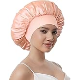 100% Mulberry Silk Bonnet for Sleeping Women, Real Pure Silk Bonnets, Double Layer Sleep Cap with Elastic Band for Curly Hair