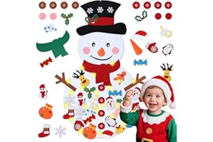 PEACELOVER DIY Felt Christmas Snowman Game Set for Kids, Wall Hanging Snowman Kit Xmas Gifts for Christmas Decorations with 36 Detachable Ornament 3.2 ft (White Snowman)