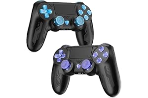 Gamrombo 2 Pack Wireless Controlle Replacement for Custom PS4 Controller, Cool LED Controller Compatible with Playstation 4/Slim/Pro/PC, PS-4 Wireless Controller Support Turbo(LED Light)