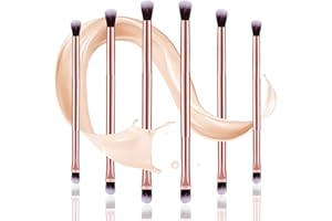 PERTHLIN 6 Pcs Eyeshadow Smudge Brush 2-in-1 Eyeshadow Brush 2 Double Ended Make Up Brush Concealer Brush Under Eye Small Soft Firm Pointed Foundation Makeup Applicator for Blending Eye Shadow Liner