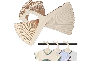 EXEXIUO 15PCS Wooden Baby Hangers 9'' Cute Kids Clothes Hanger Newborn & Toddler & Infant Hangers for Kids' Coats, Pants, and Jackets